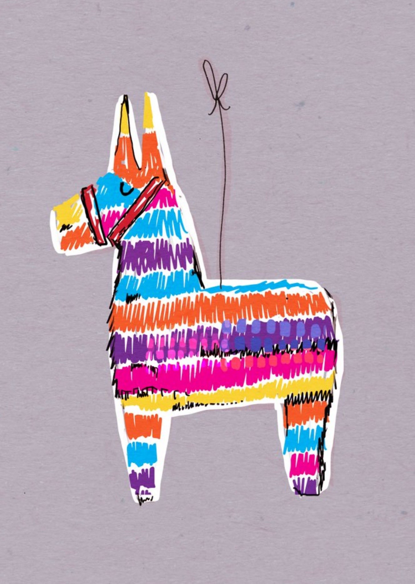 Moonpig Rainbow Pinata Donkey Postcard