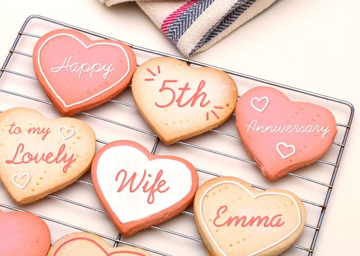 Heart Shaped Biscuits Personalised Happy Anniversary Card For Wife