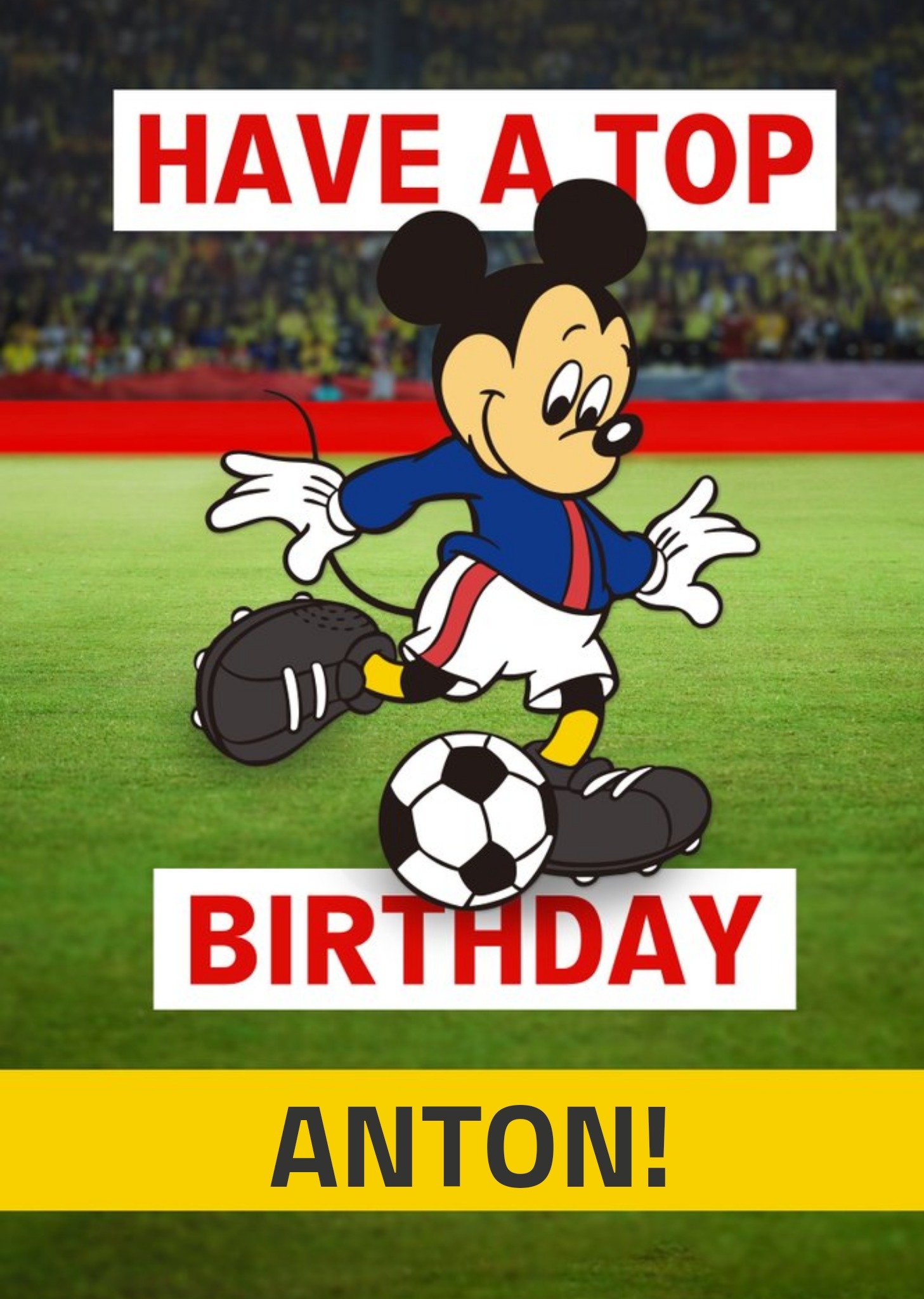 Disney Mickey Mouse Top Birthday Football Birthday Card Ecard