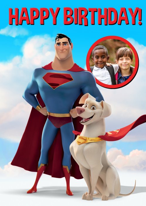 DC League Of Super-Pets Krypto and Superman Photo Upload Birthday Card