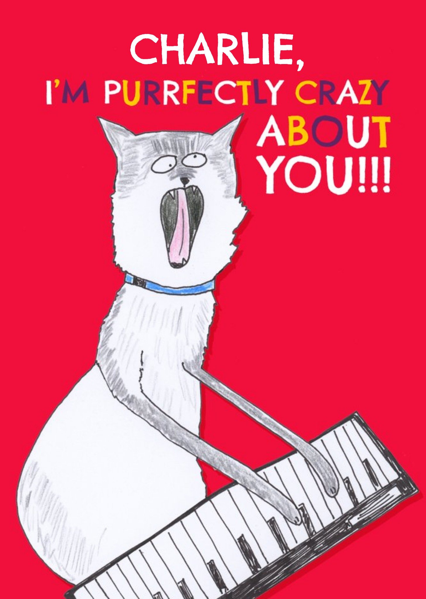 Hercule Van Wolfwinkle I'm Purfectly Crazy About You Card, Large