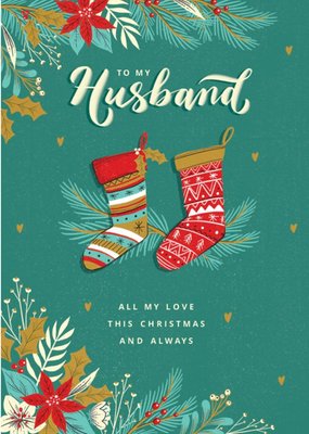 Stockings To My Husband All My Love This Christmas Card