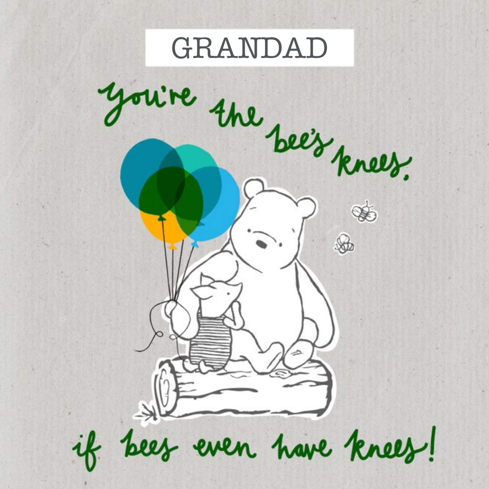 Grandad Birthday Card - Disney - Winnie The Pooh - Cute Card, Large