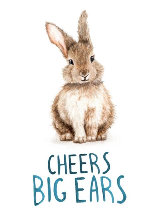 Illustration Rabbit Cheers Big Ears Thank you Card