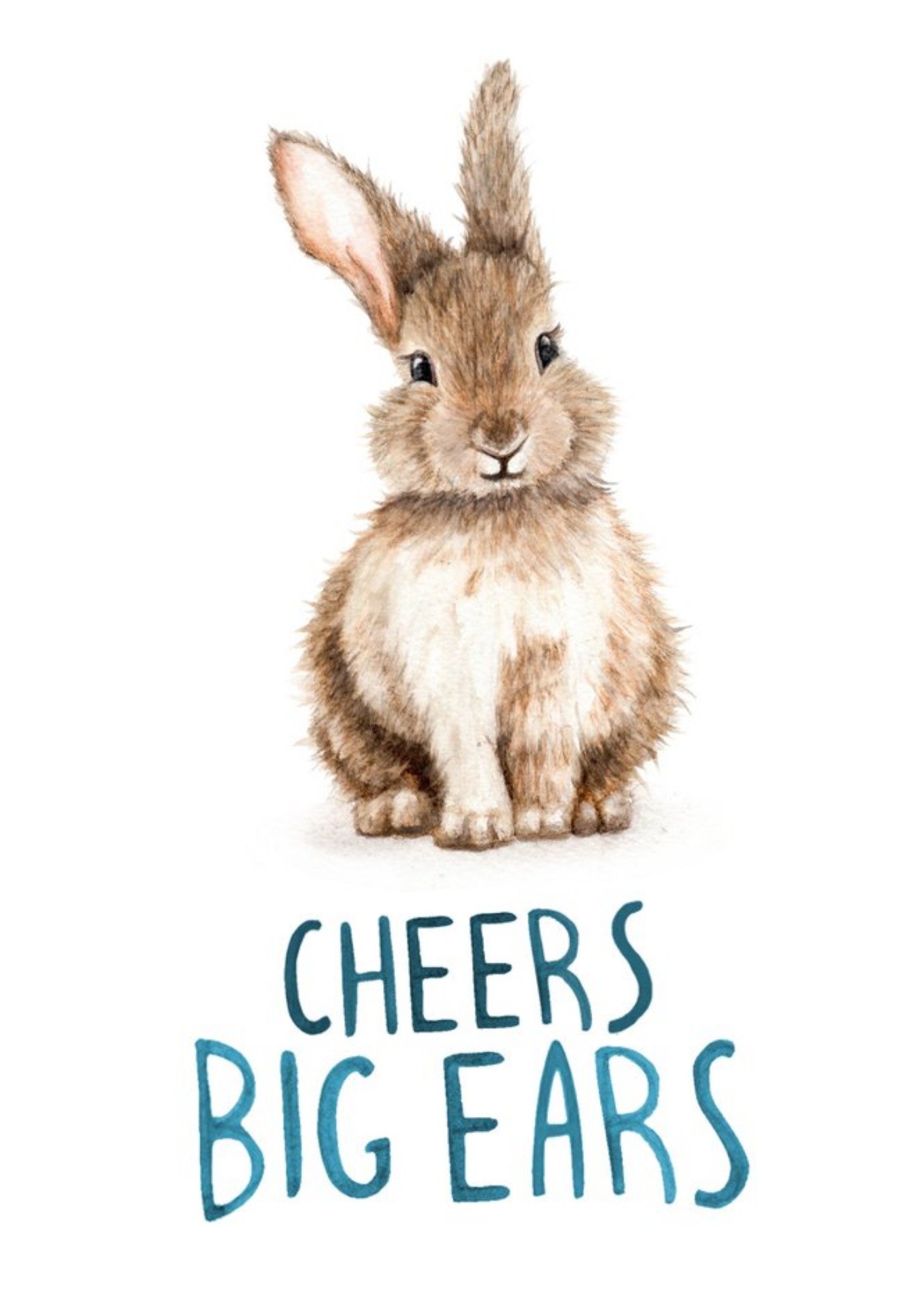 Moonpig Illustration Rabbit Cheers Big Ears Thank You Card, Large