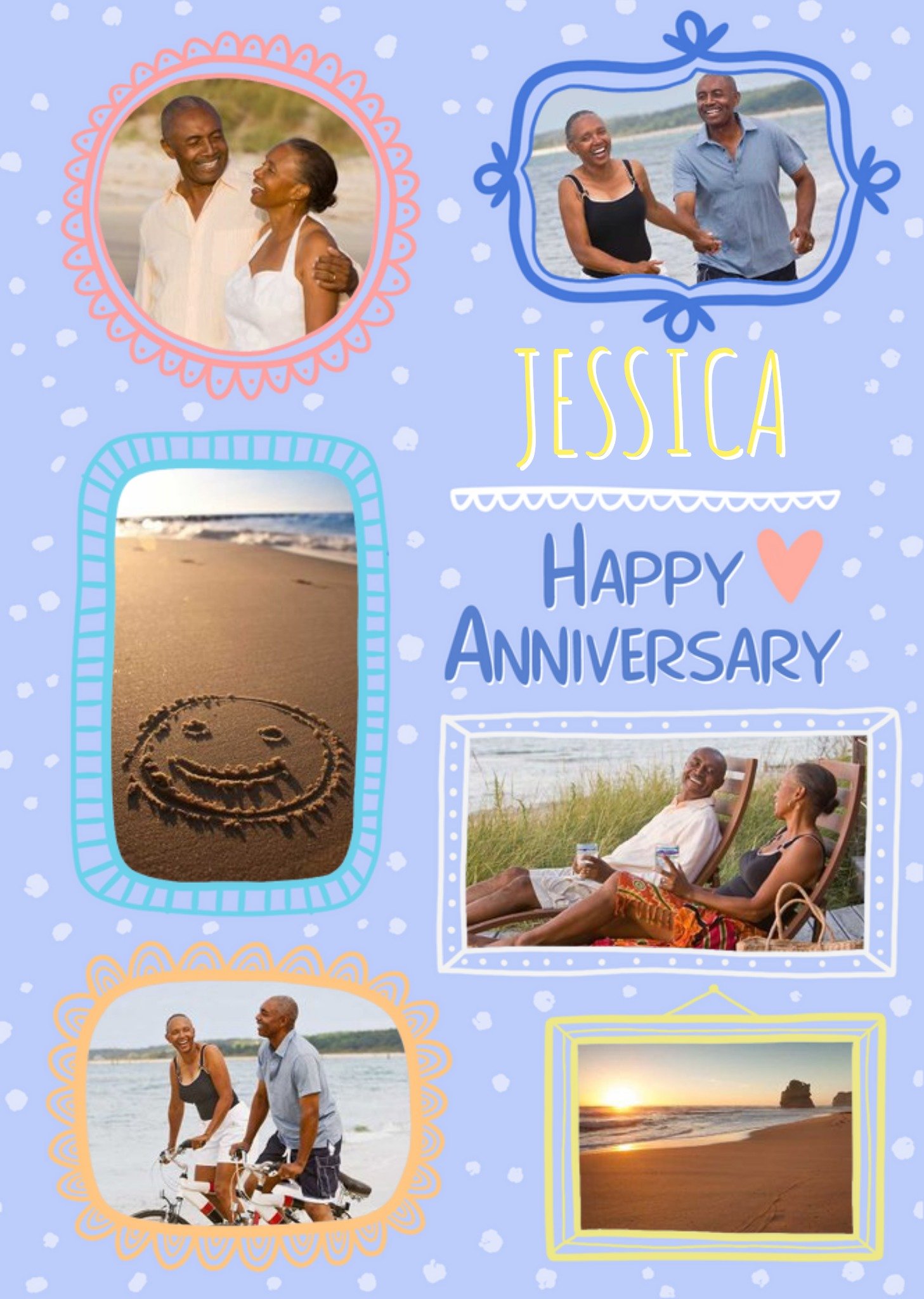 Various Photo Frames On A Speckled Background Photo Upload Anniversary Card Ecard