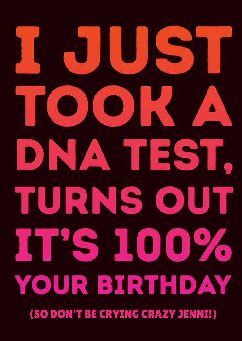 Funny Topical Lizzo DNA test 100% your Birthday Card