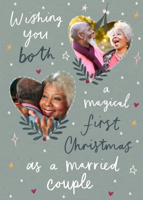 Married Couple Magical First Christmas Photo Upload Card