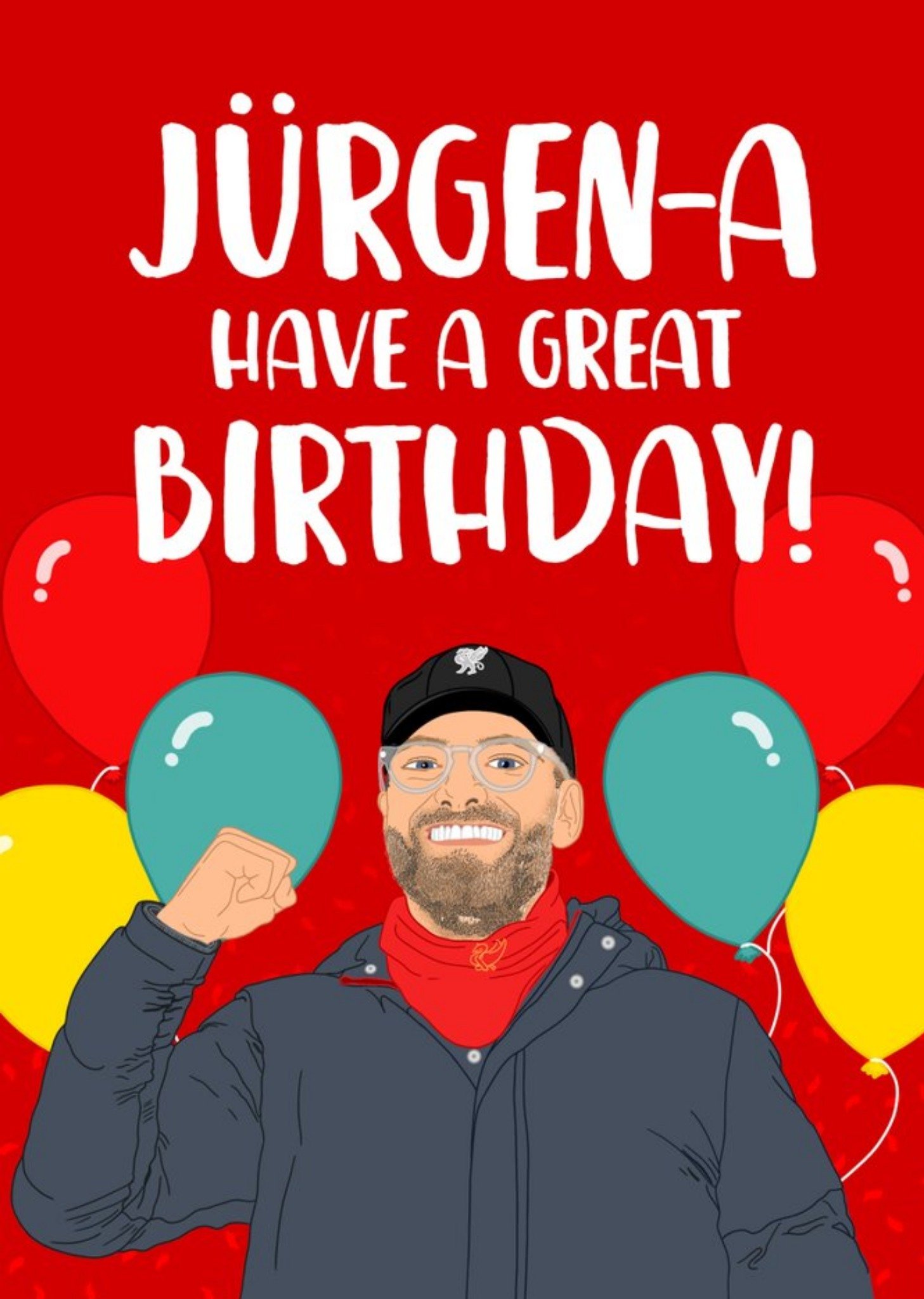 Bright Graphic Illustration Of A Premier League Football Manager Jurgen-A Have A Great Birthday Card Ecard