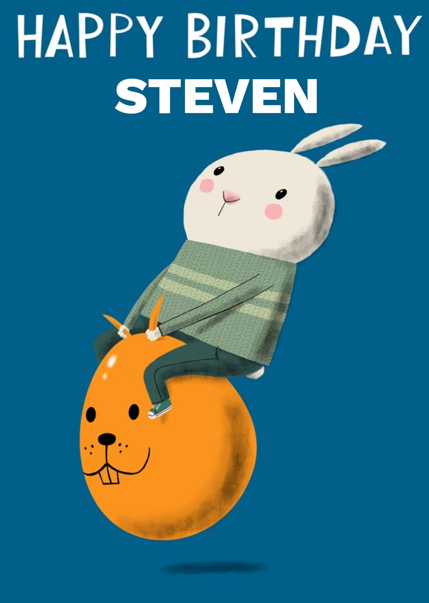 Moonpig Illustration Of A Bunny Bouncing On A Space Hopper Birthday Card Ecard