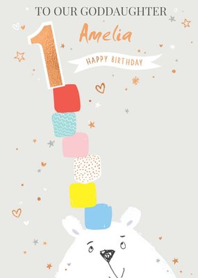 Cute 1 Today Goddaughter Birthday Card