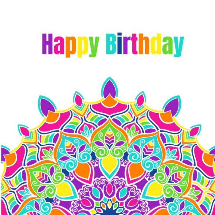 Roshah Designs Colourful Mandala Pattern Birthday Card