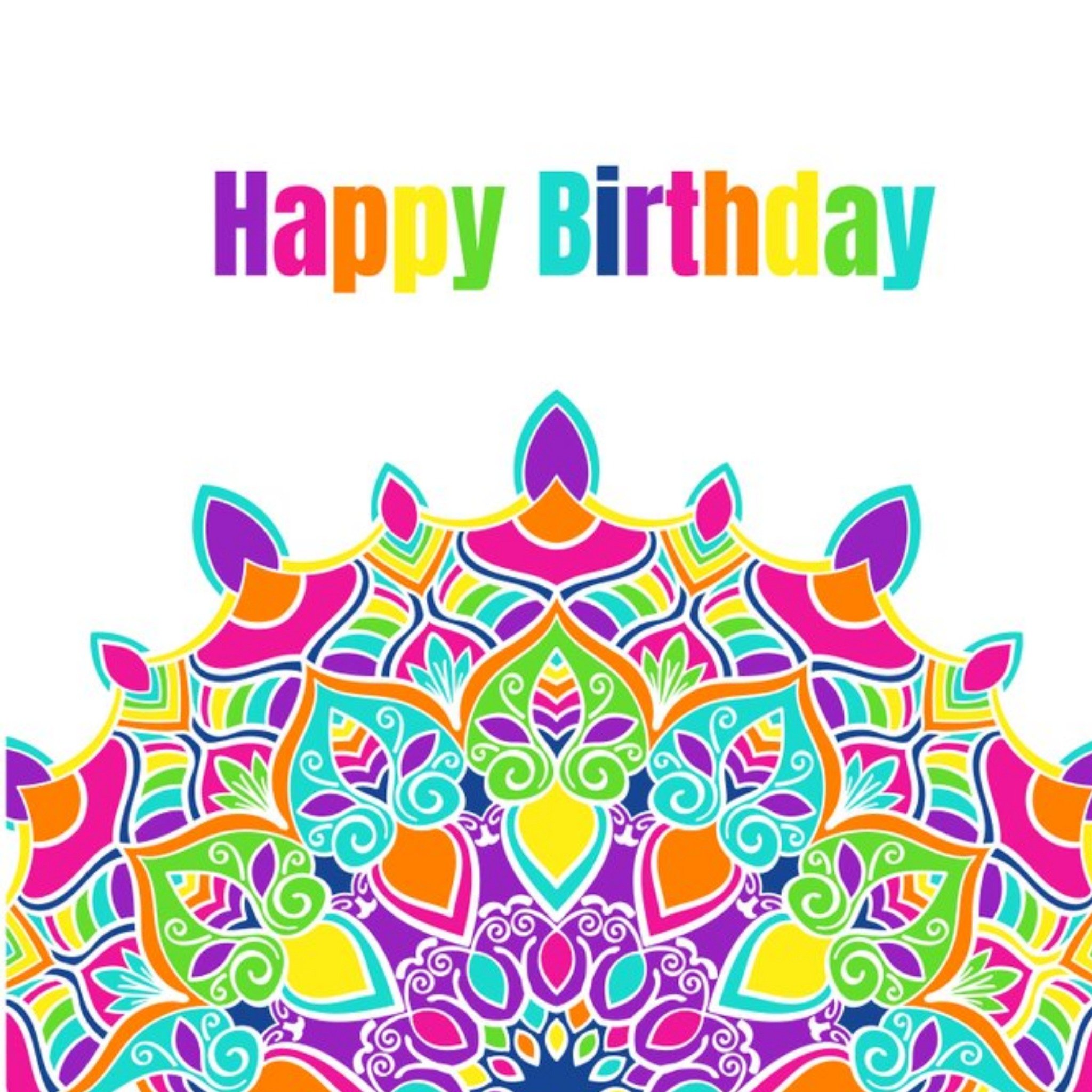 Moonpig Roshah Designs Colourful Mandala Pattern Birthday Card, Square