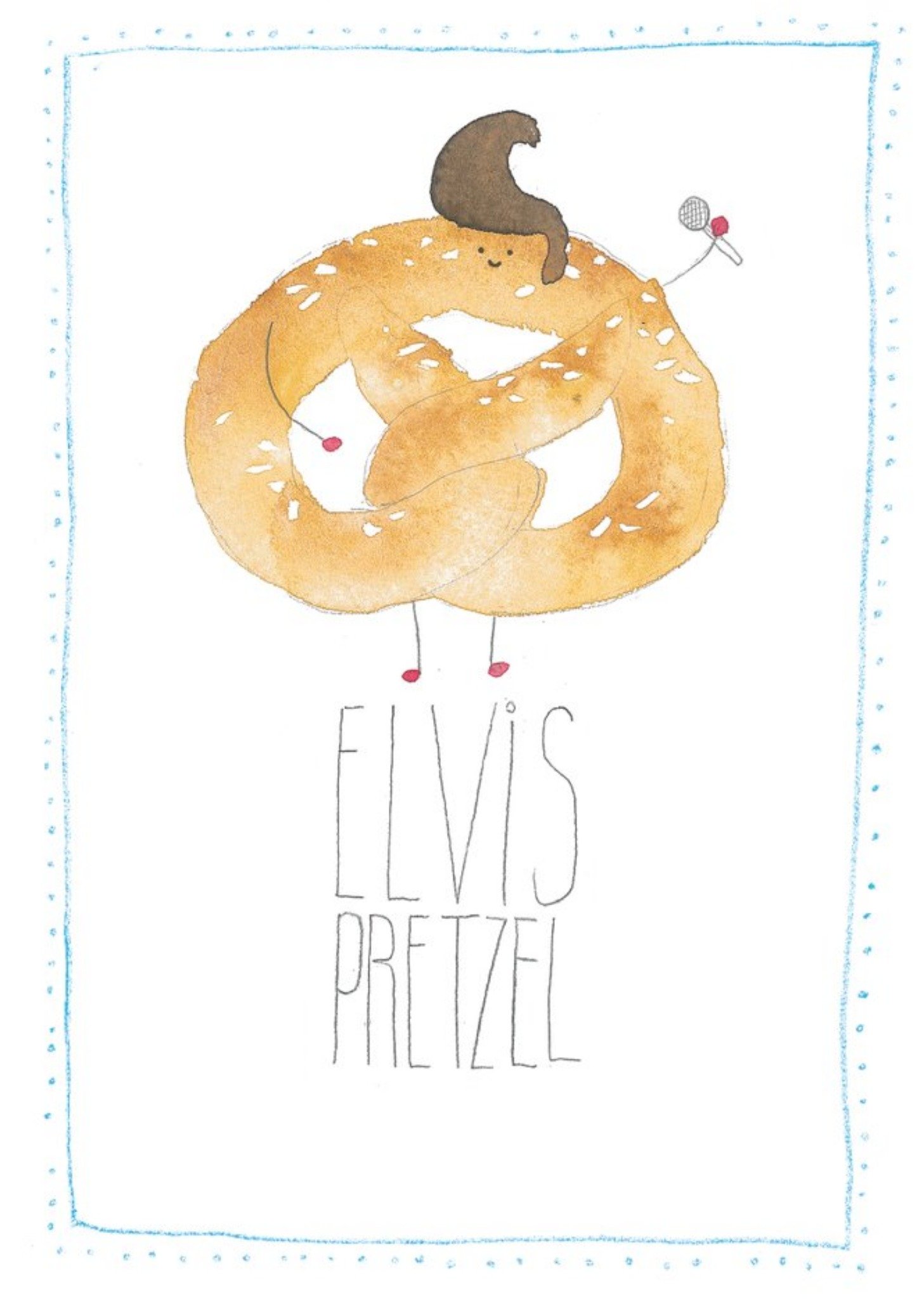 Smiling Elvis Pretzel Card Ecard