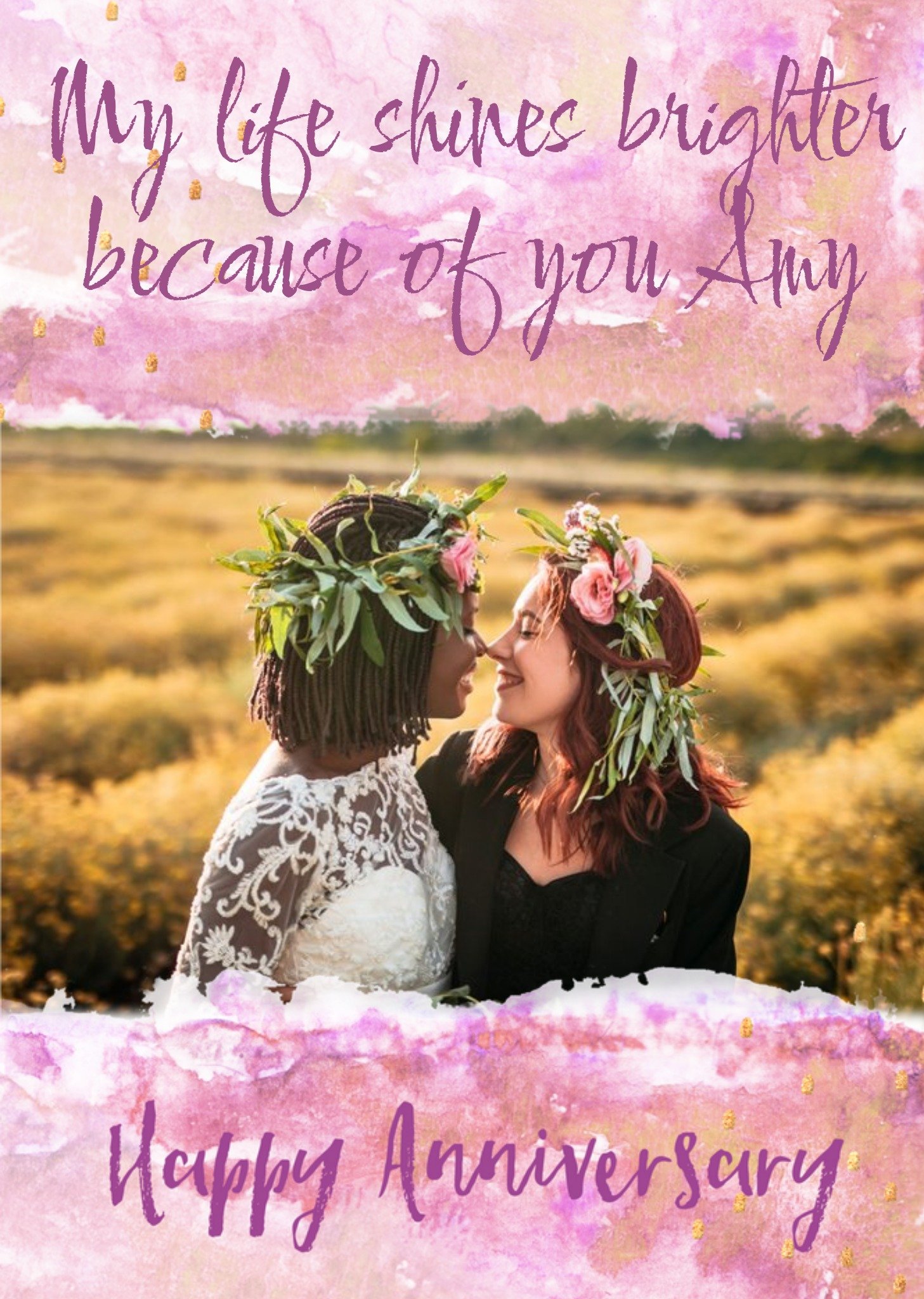 Sentimental Watercolour My Life Shines Brighter Because Of You Anniversary Card Ecard