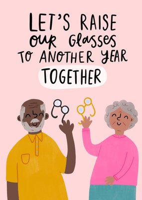 Humour Senior Adults Holding Their Glasses Card