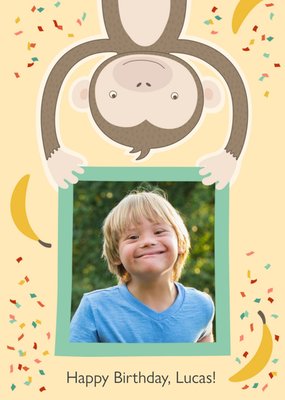 Cartoon Monkey Happy Birthday Photo Card