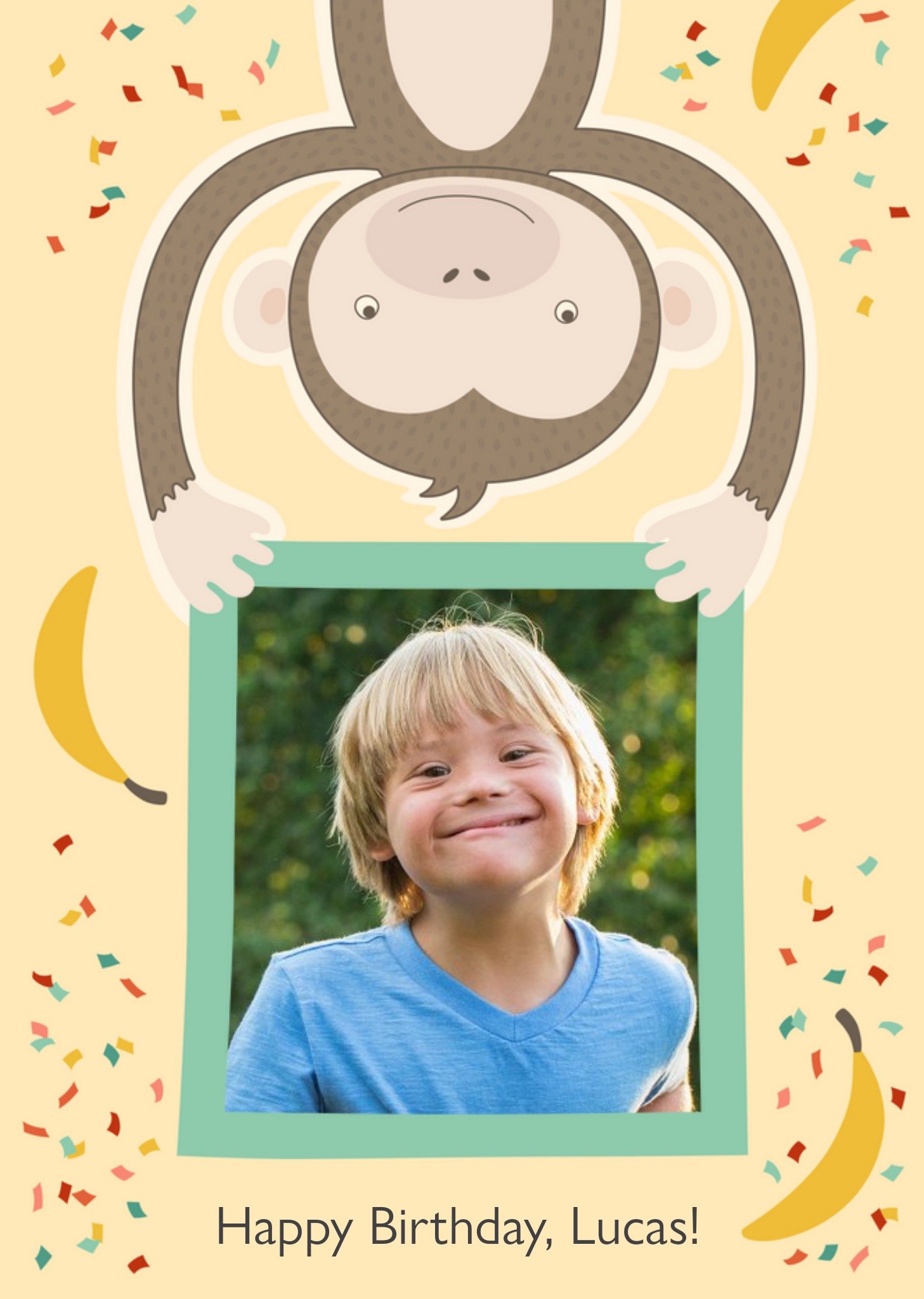 Moonpig Cartoon Monkey Happy Birthday Photo Card Ecard