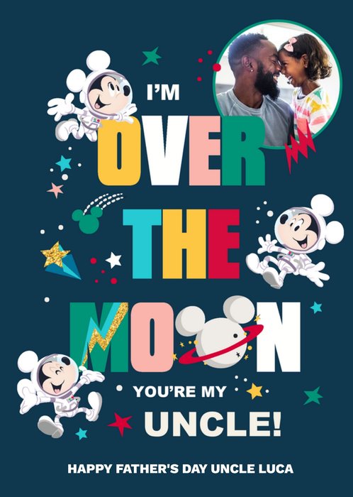 Disney Mickey Mouse Space Theme Photo Upload Father's Day Card