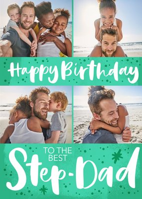 Green Typographic Step-Dad Birthday Card