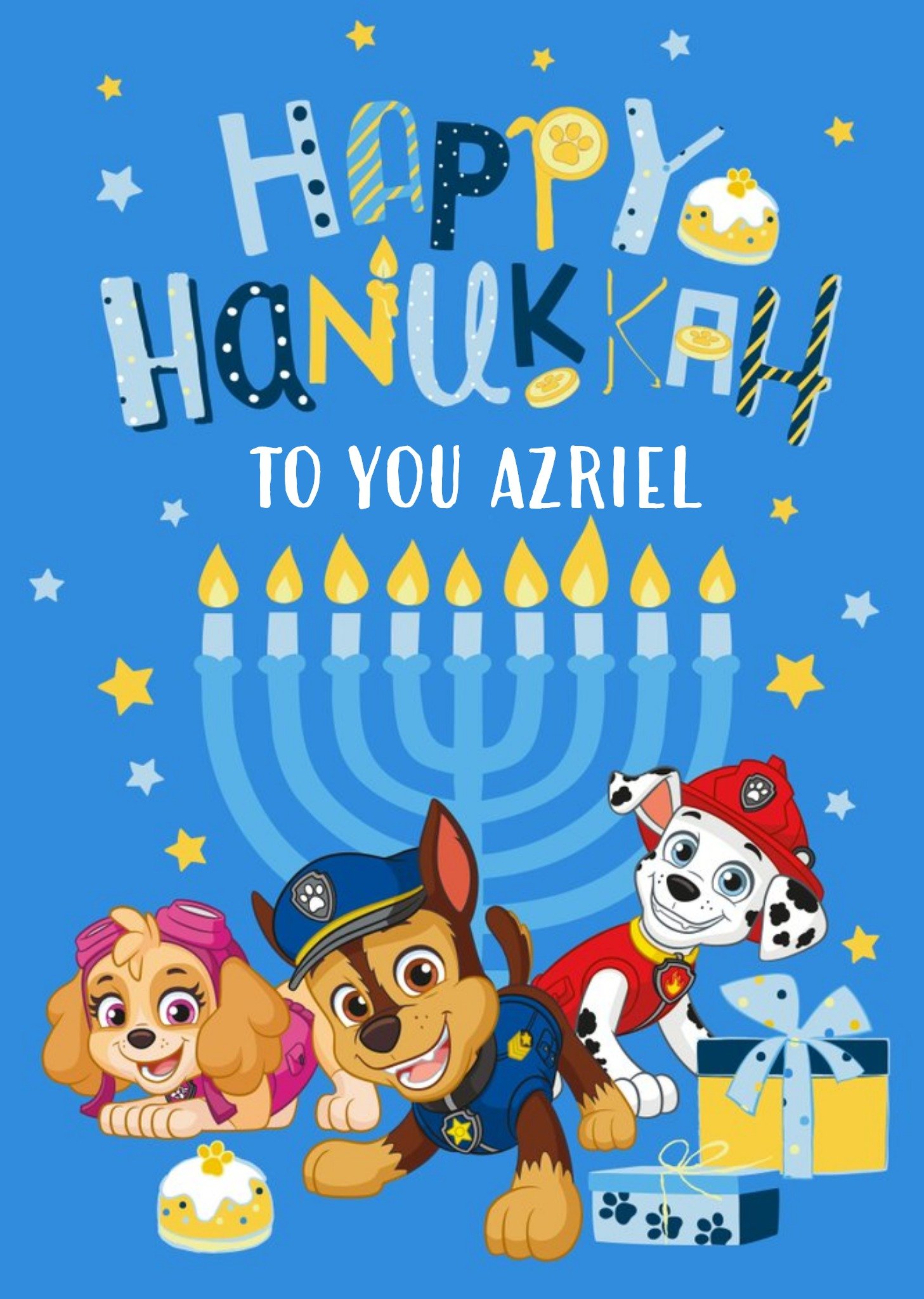 Paw Patrol Happy Hankkah Card Ecard