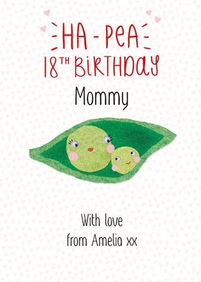 Clintons Illustrated Peas in Pod 18th Mommy Birthday Card