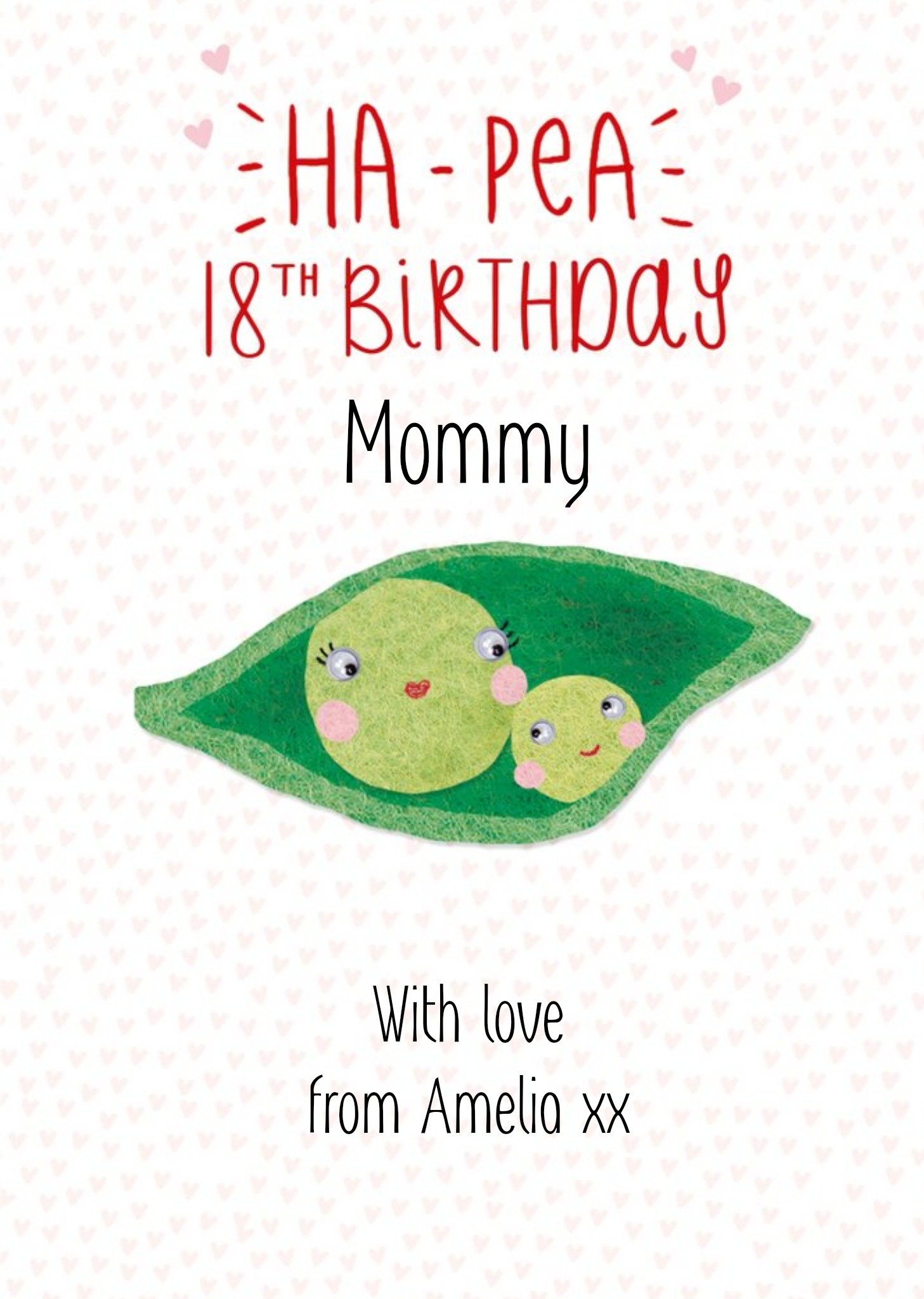 Moonpig Clintons Illustrated Peas In Pod 18th Mommy Birthday Card, Large