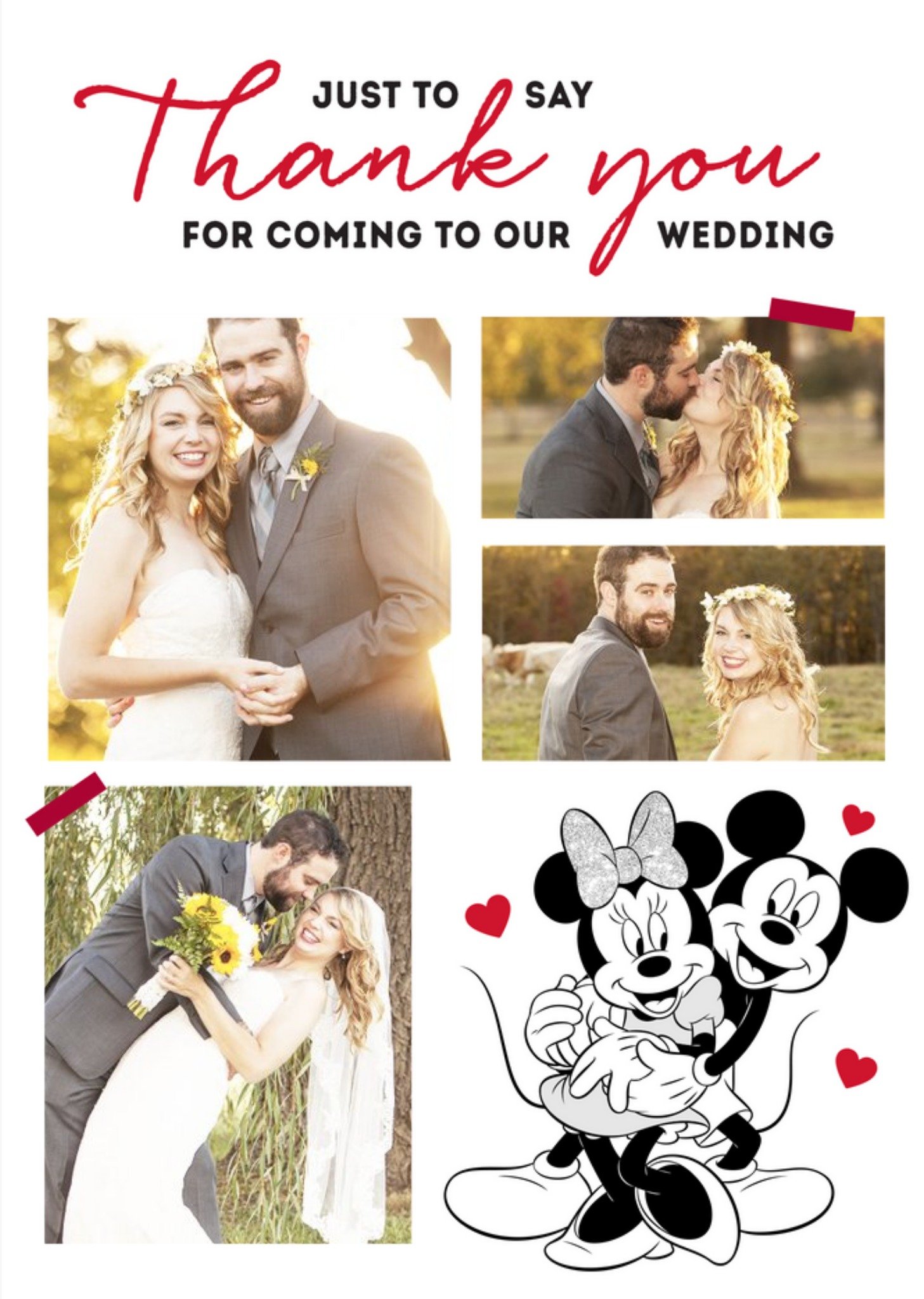 Mickey Mouse Mickey And Minnie Mouse Thank You For Coming Photo Upload Card