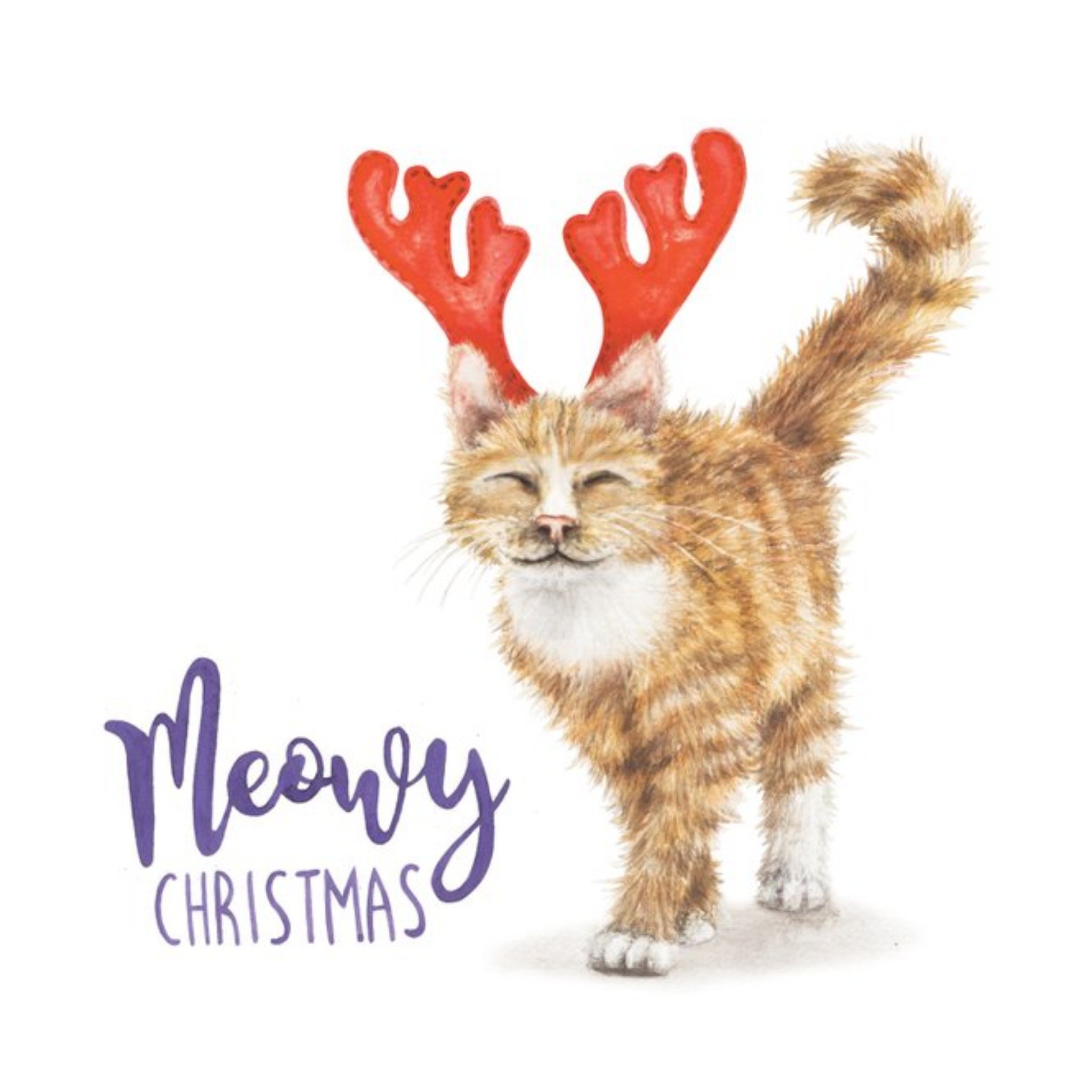 Meowy Christmas Cat Pun Card, Square