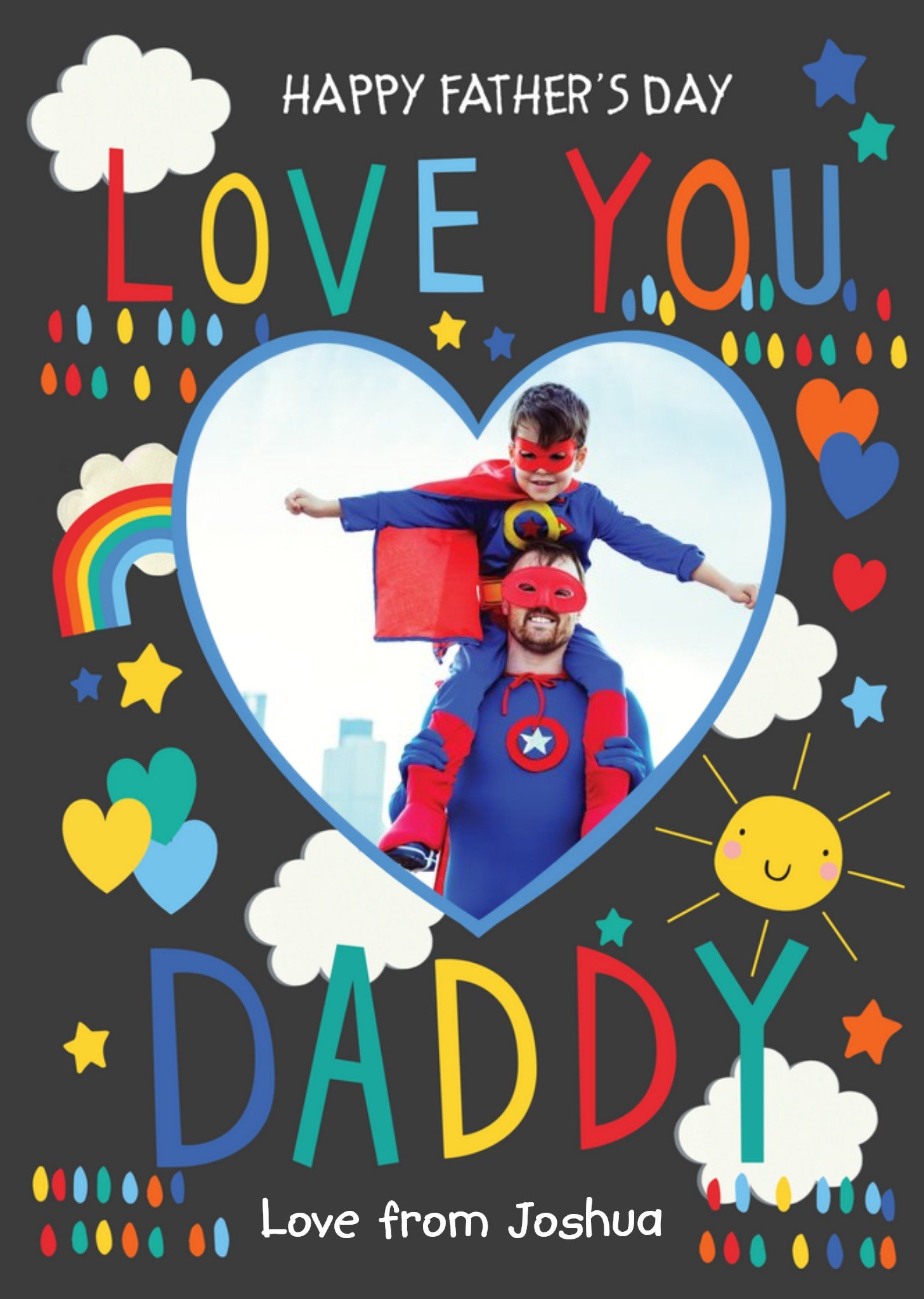 Moonpig Super Colourful Love You Daddy Happy Father's Day Photo Card Ecard