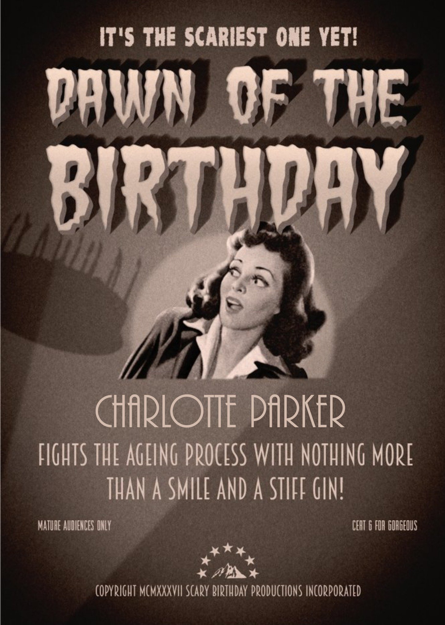 Moonpig Film Noir Dawn Of The Birthday Card, Large