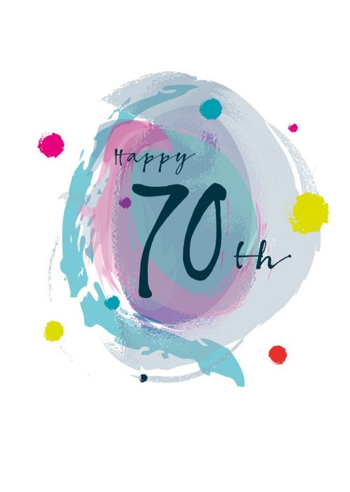 Modern Watercolour Paint Effect Happy 70th Birthday Card
