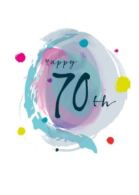 Modern Watercolour Paint Effect Happy 70th Birthday Card