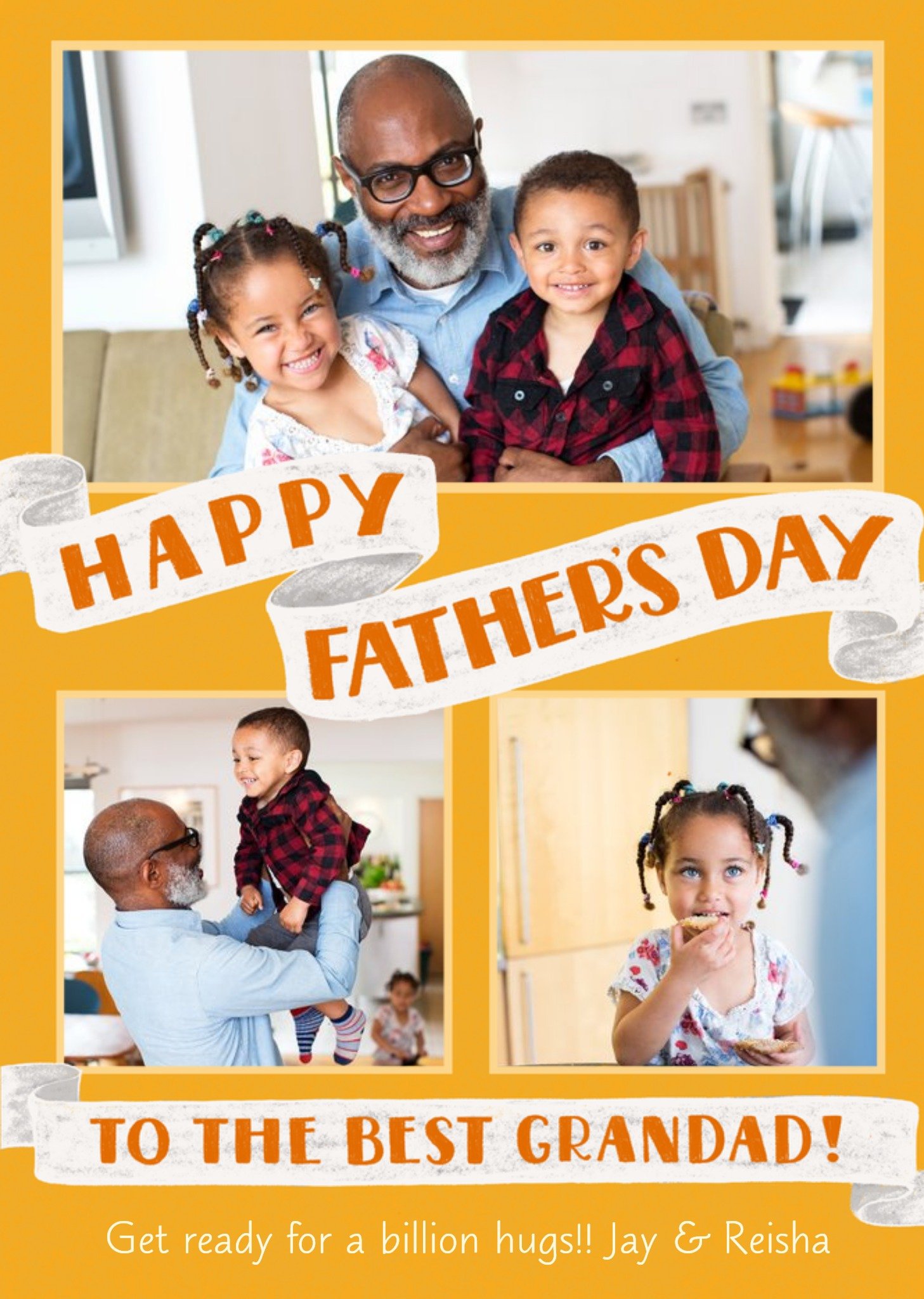 Moonpig Happy Father's Day To The Best Grandad Banner Photo Upload Card Ecard