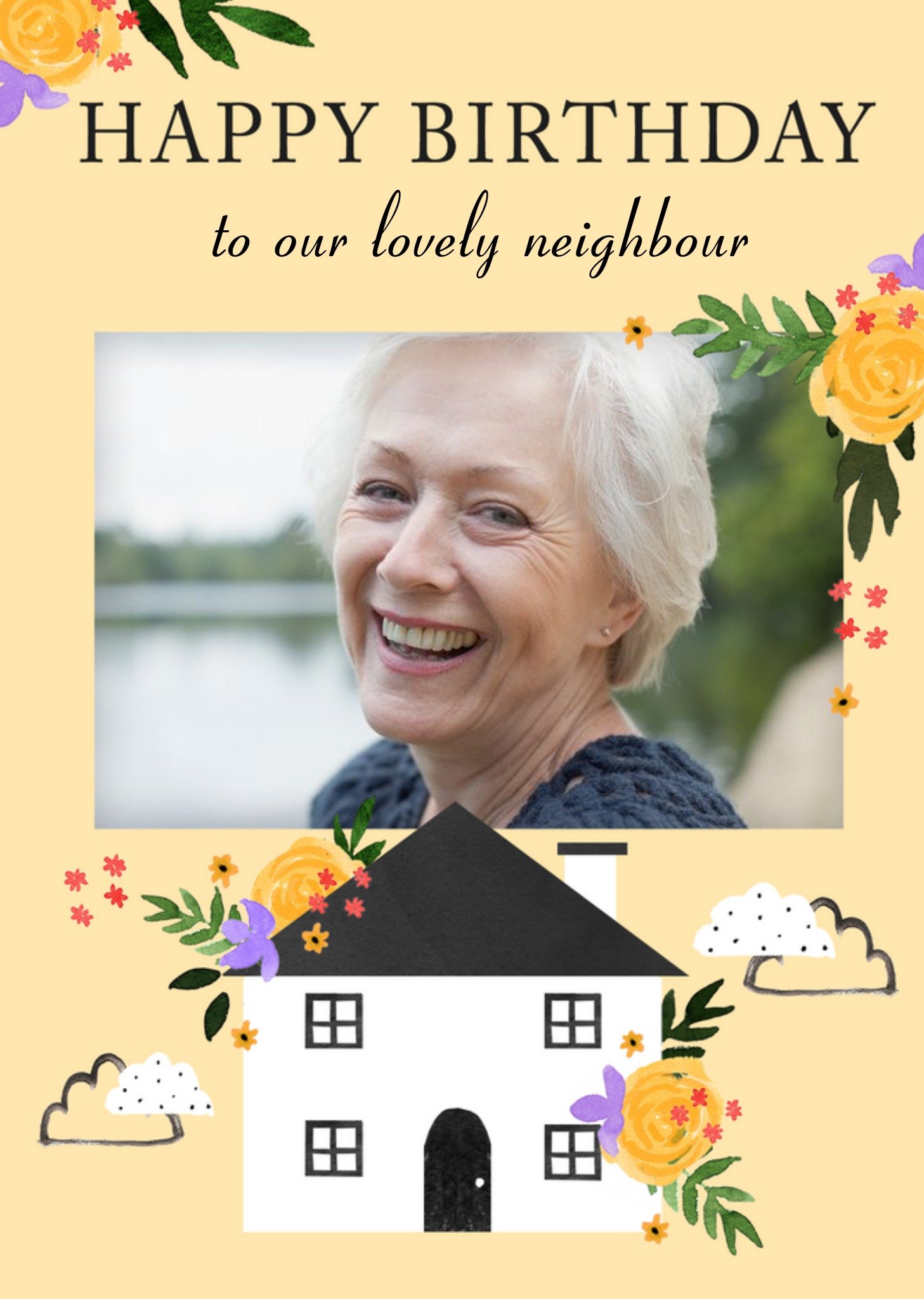 Moonpig Okey Dokey Design To Our Lovely Neighbour Photo Upload Birthday Card Ecard
