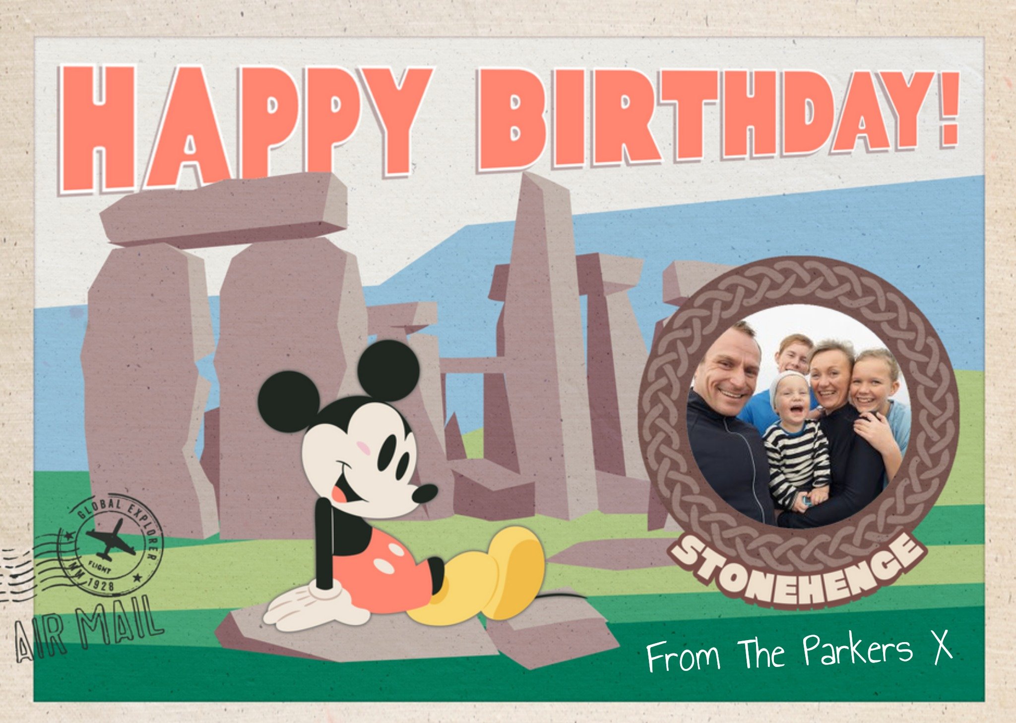 Mickey Mouse Stonehenge Photo Upload Birthday Card By Disney Ecard