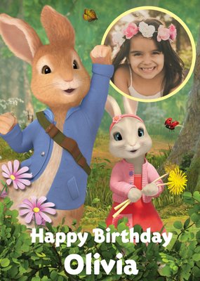 Cute Peter Rabbit Photo Upload Birthday Card