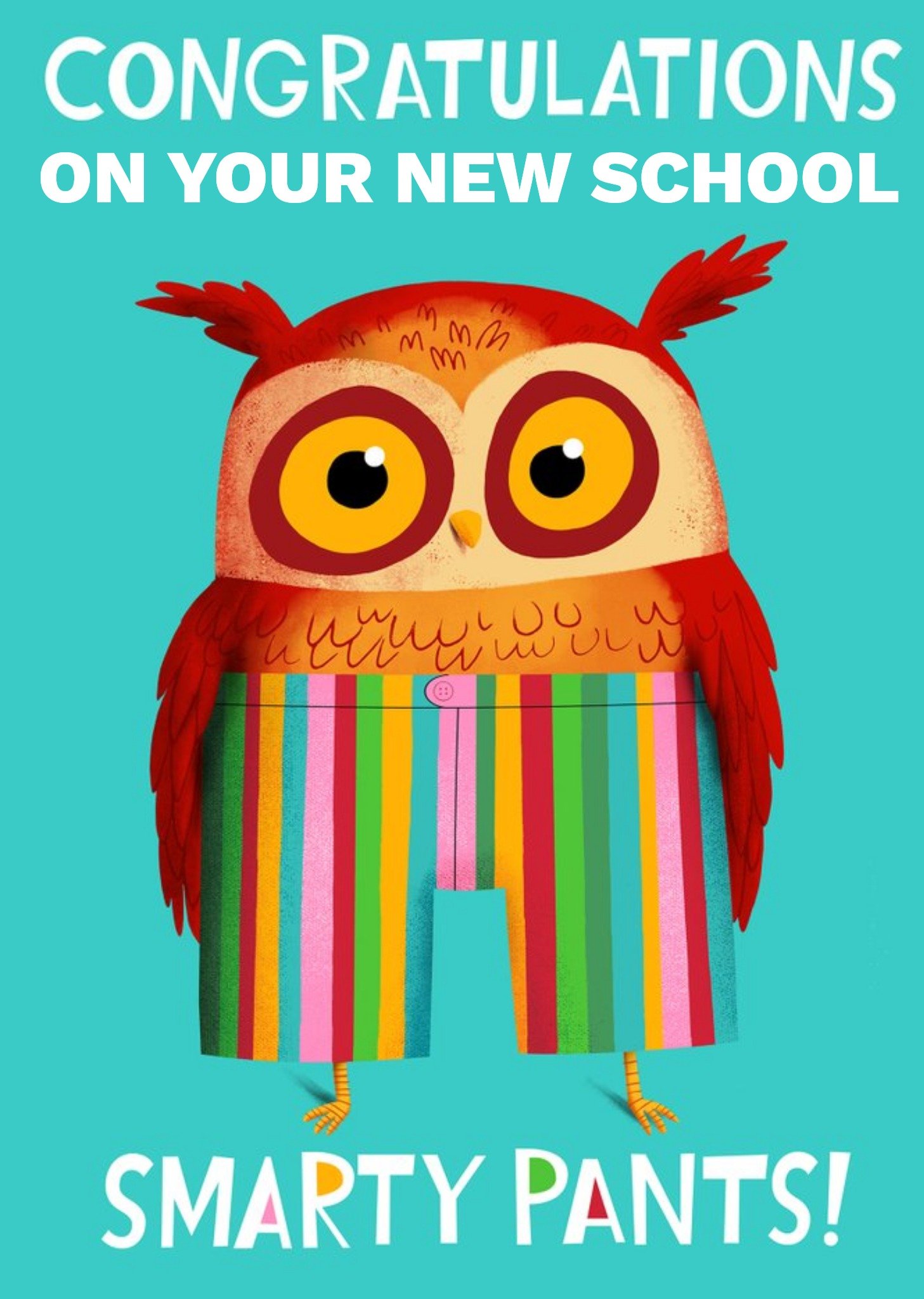 Blue Illustrated Owl New School Congratulations Card Ecard