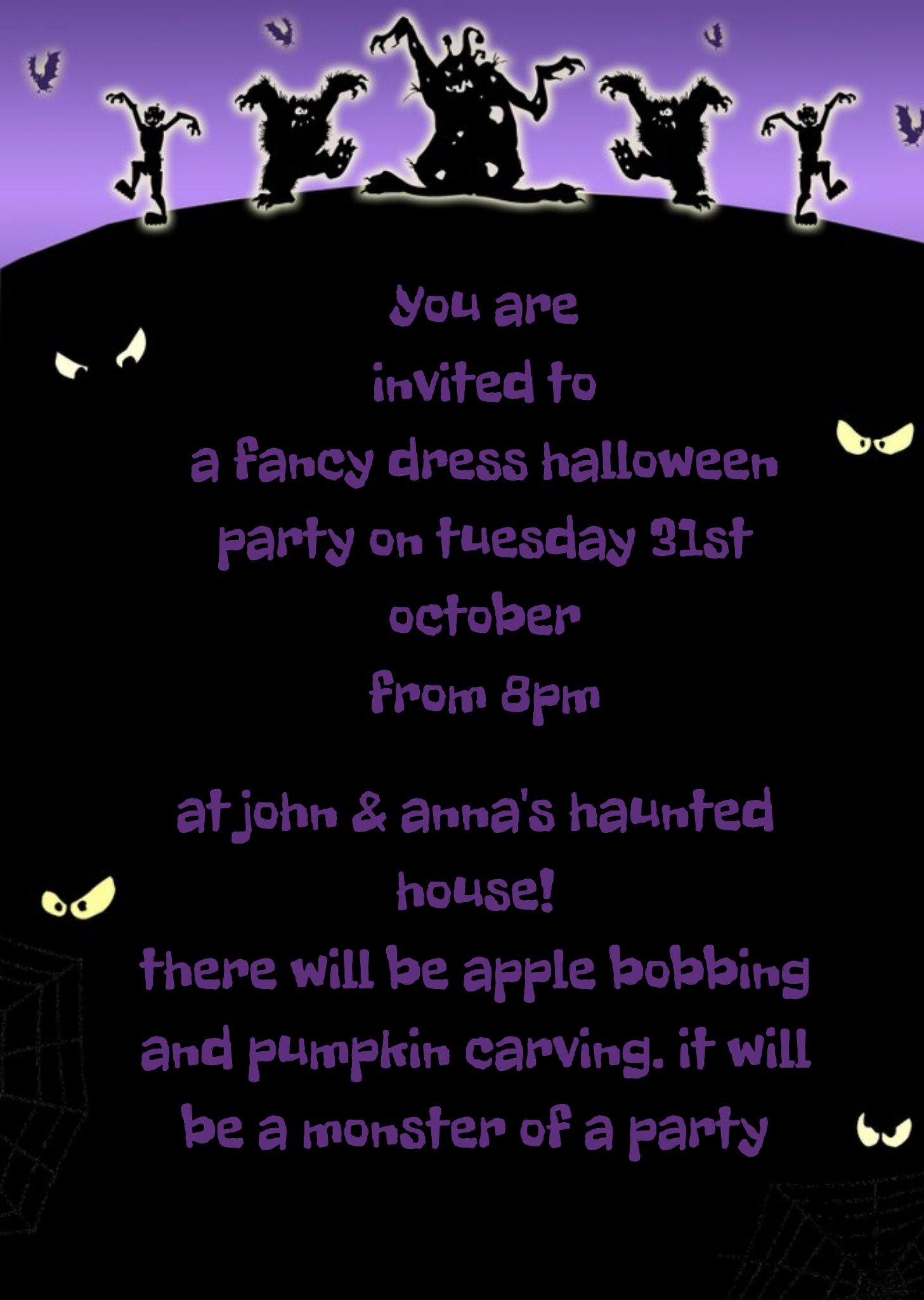 Moonpig Photo Halloween Invitation Card, Large