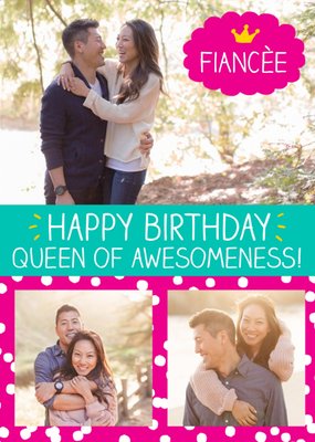 Happy Jackson Fiancée Queen Of Awesomeness Personalised Photo Upload Birthday Card