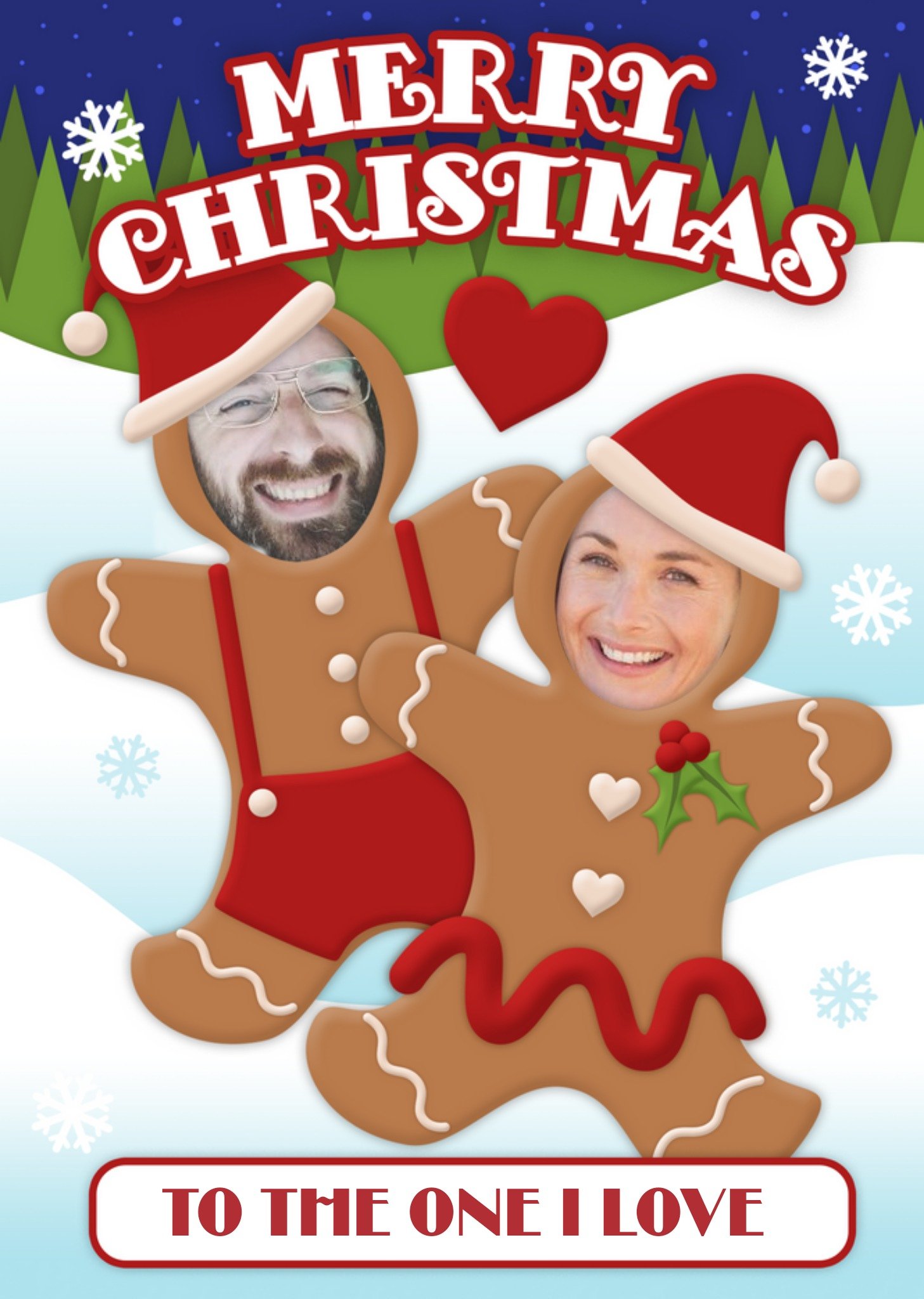 Moonpig Gingerbread Face Photo Upload Christmas Card Ecard