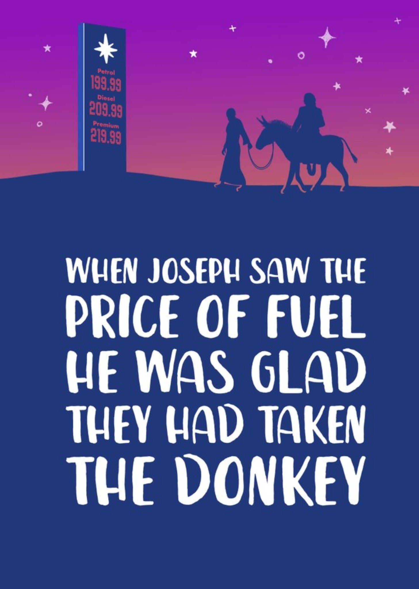 Moonpig Illustration Of Mary And Joseph Under A Starlit Sky Humorous Christmas Card Ecard