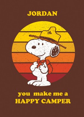 Peanuts Snoopy You Make Me A Happy Camper Valentine's Day Card