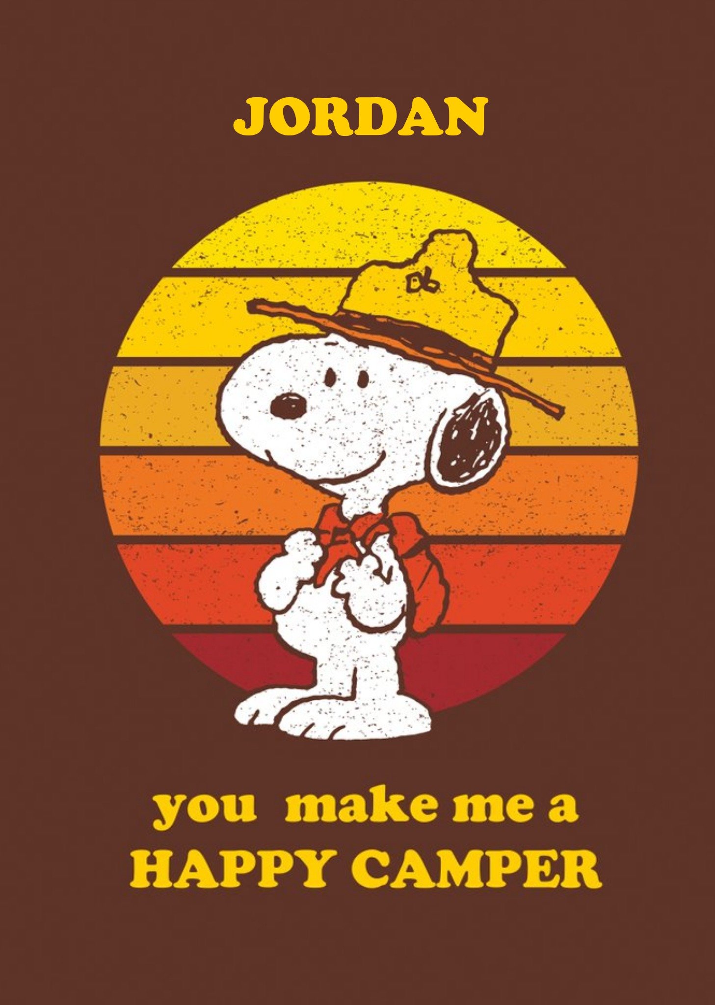 Peanuts Snoopy You Make Me A Happy Camper Valentine's Day Card Ecard