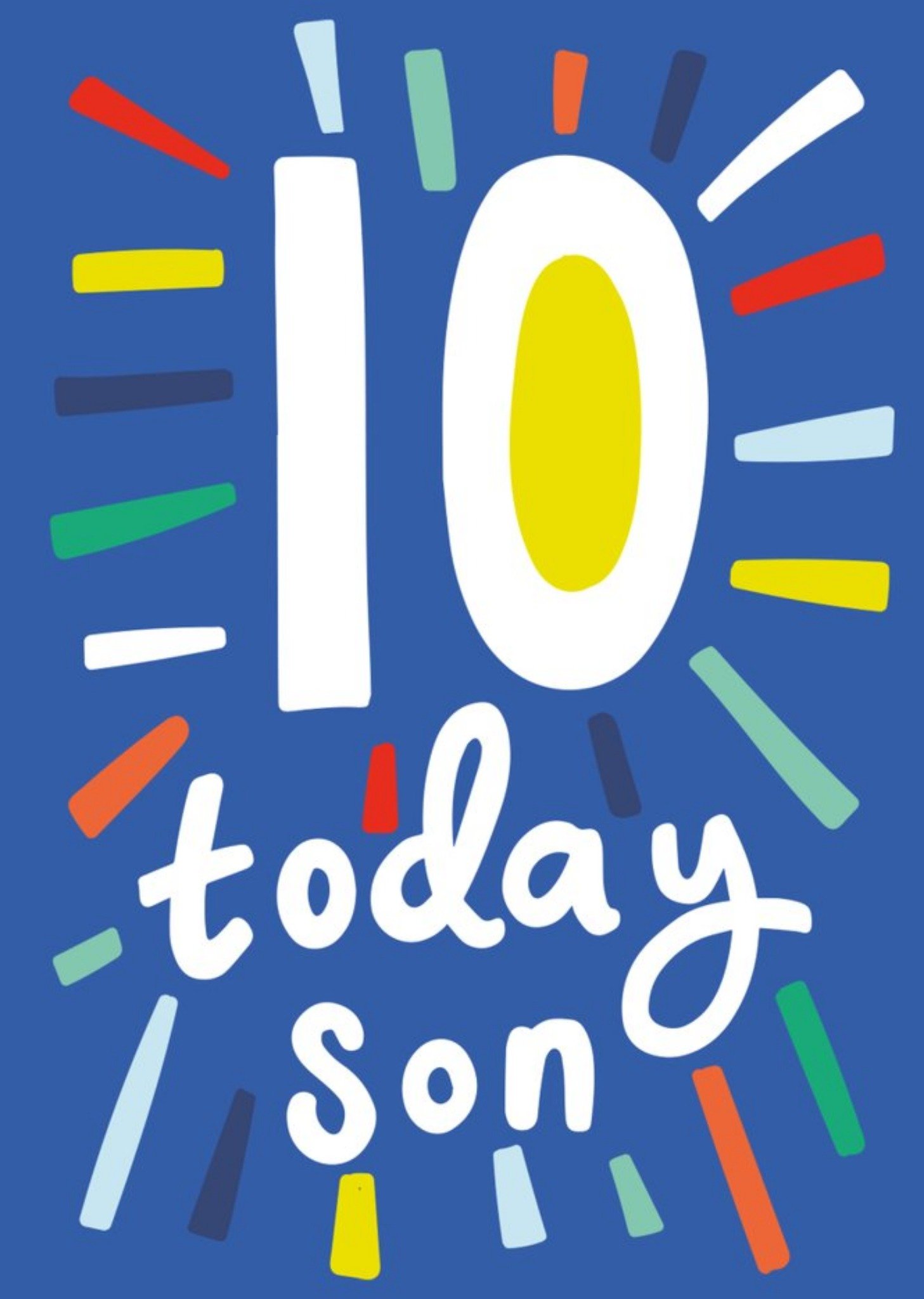 Colourful And Fun Typography Son's Tenth Birthday Card Ecard