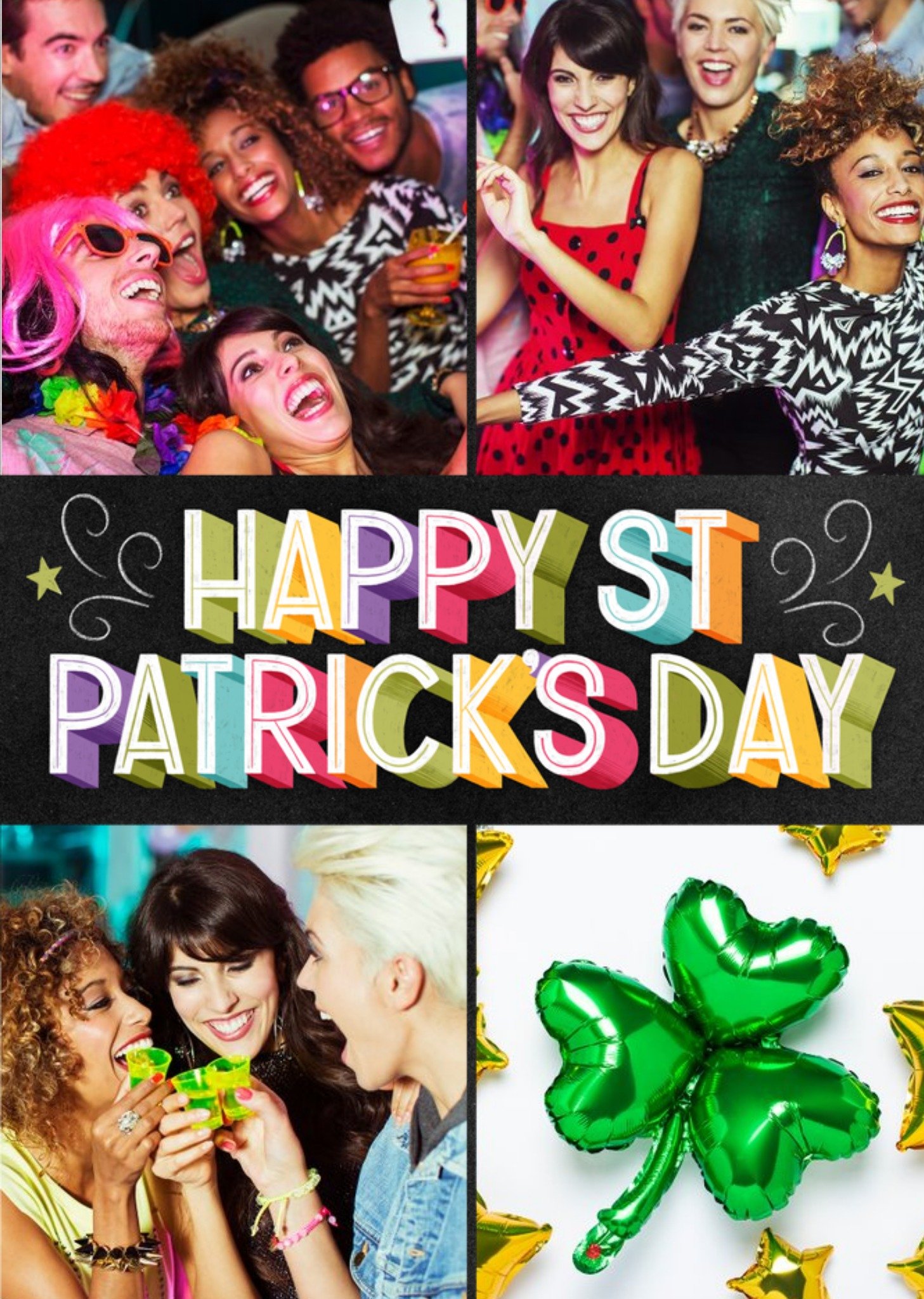 Colourful Typographic Photo Upload Happy St Patrick's Day Card Ecard