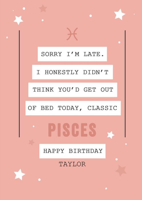 Classic Pisces Funny Zodiac Birthday Card | Moonpig