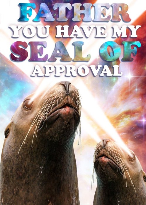 Cosmic Lights You Have My Seal Of Approval Funny Pun Father's Day Card