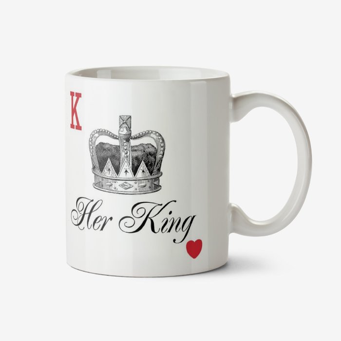 His QueenHer King King Of Hearts Play Card Valentines Day Typographic Mug