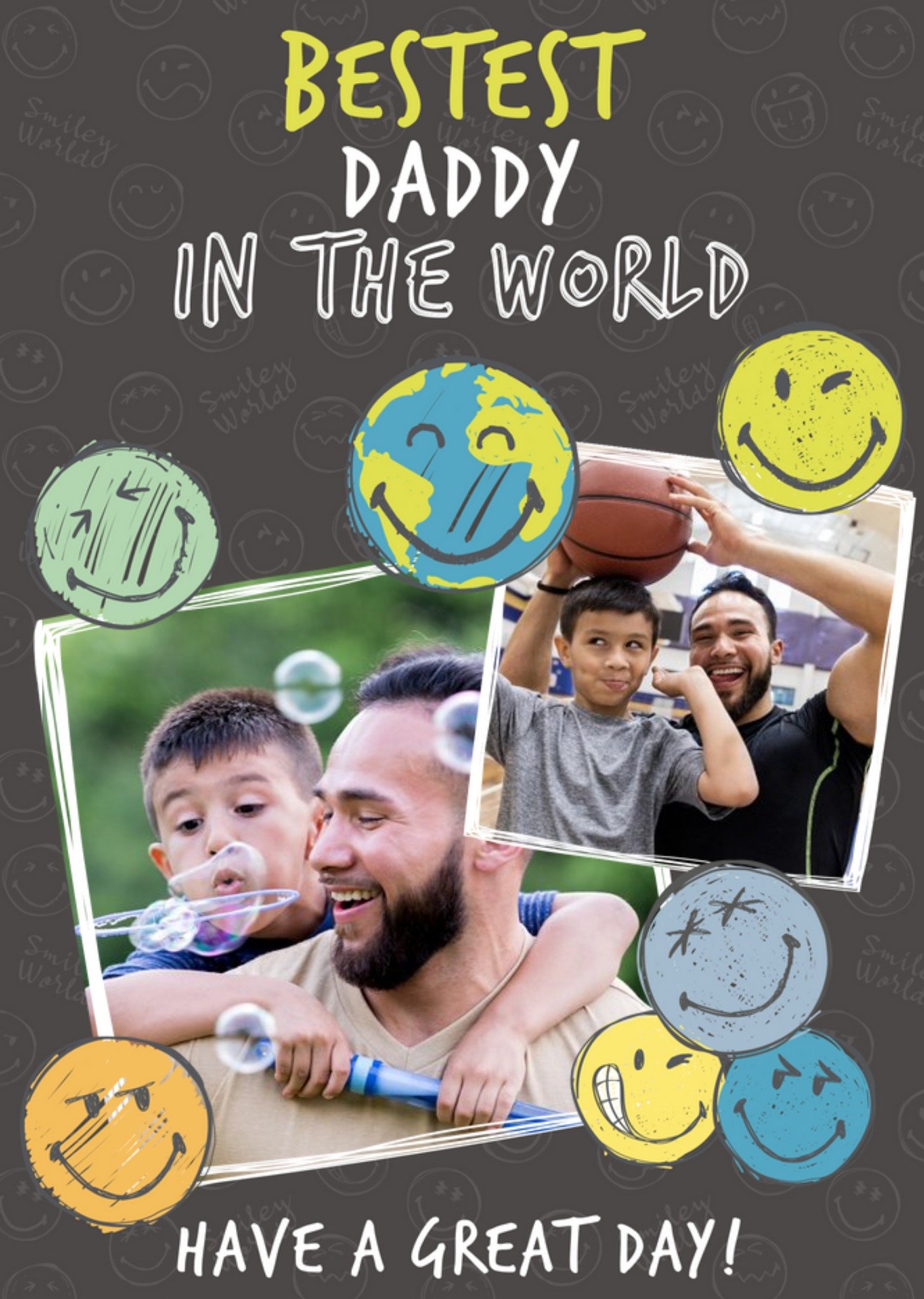 Smiley World Bestest Daddy In The World Father's Day Photo Upload Card Ecard